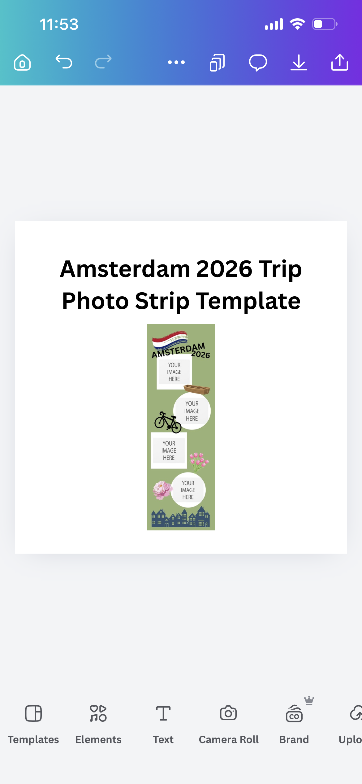 Amsterdam Trip Photo Strip Template